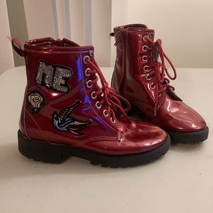 NWOT Unionbay girls 12 M red tie up ankle boots